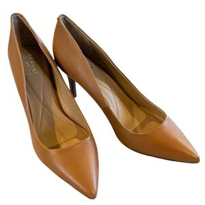 Alfani Step N Flex Leather Pumps Caramel Brown Pumps Tan Heels Size 9M NWOB